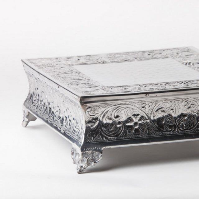 Rental store for 18 IN. SQUARE VIVIAN SILVER CAKE PLATEAU in Nashville TN